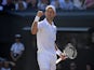 Novak Djokovic reacts at Wimbledon on July 8, 2022