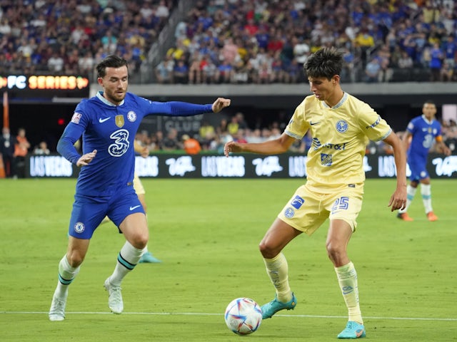 Chelsea defender Ben Chilwell in action against Club America on July 17, 2022.