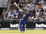 India batsman Rishabh Pant on his way to hitting a century against England on July 17, 2022.