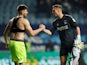 Birmingham City's Matija Sarkic shakes hands with Coventry City's Simon Moore after the match on November 23, 2021