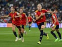 Spain's Esther Gonzalez celebrates scoring against England at Women's Euro 2022 on July 20, 2022