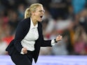 England Women manager Sarina Wiegman celebrates in July 2022