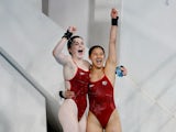 Eden Cheng and Andrea Spendolini-Sirieix react at the Commonwealth Games on August 6, 2022