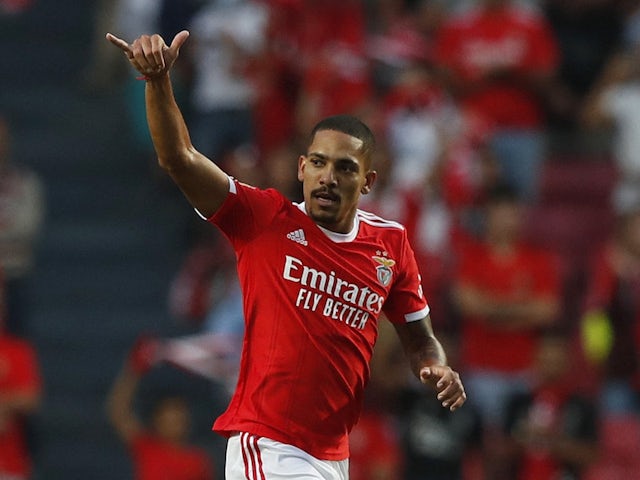 Gilberto celebrates scoring for Benfica on August 5, 2022
