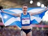 Laura Muir celebrates at the Commonwealth Games on August 7, 2022