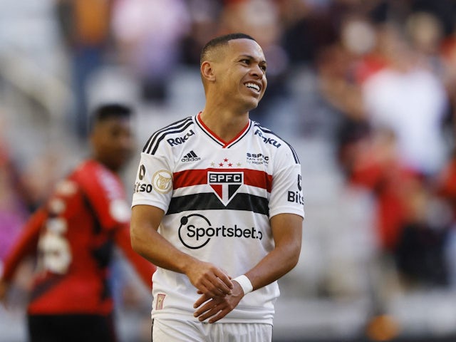 Marcos Guilherme in action for Sao Paulo on July 31, 2022