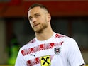 Marko Arnautovic warms up for Austria in March 2022