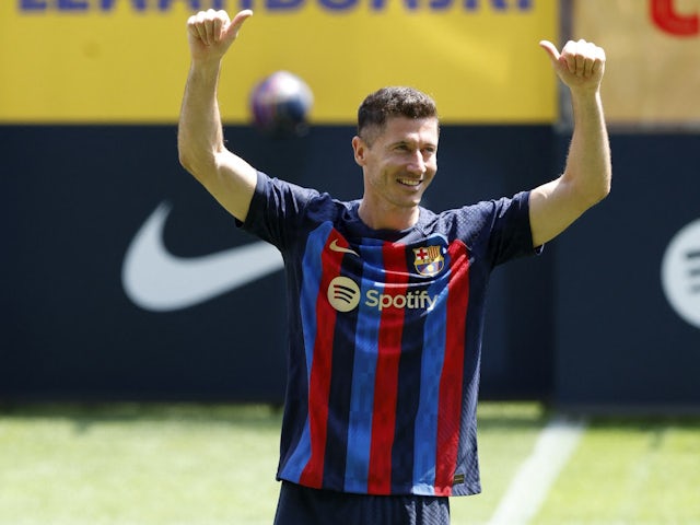 Robert Lewandowski is unveiled as a Barcelona player on August 5, 2022