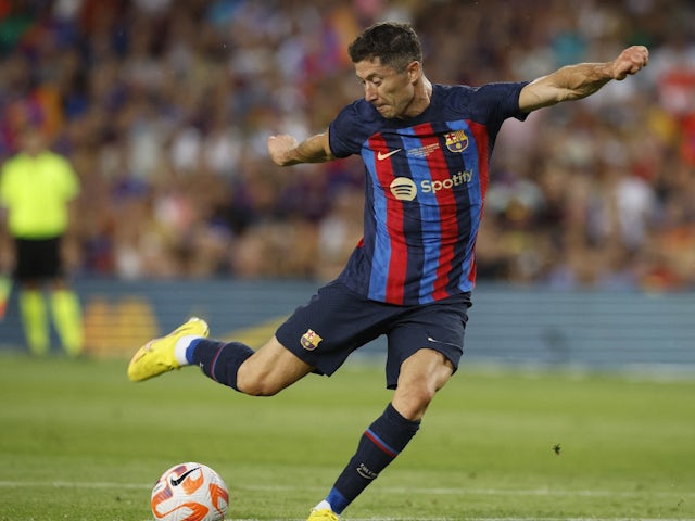 Robert Lewandowski in action for Barcelona on August 7, 2022