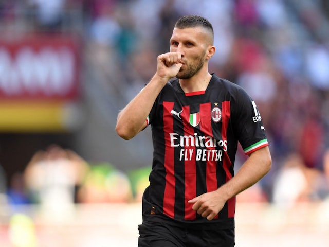 Ante Rebic celebrates scoring for Milan on August 13, 2022