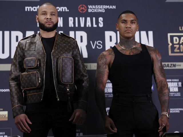 Chris Eubank Jr and Conor Benn at a press conference on August 12, 2022.