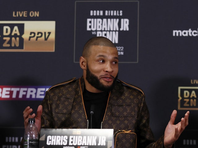 Chris Eubank Jr at a press conference to promote his fight with Conor Benn on August 12, 2022.