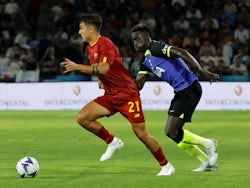 Tottenham Hotspur's Davinson Sanchez in action with Roma's Paulo Dybala on July 30, 2022