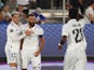 Real Madrid's Karim Benzema celebrates scoring in the UEFA Super Cup on August 10, 2022