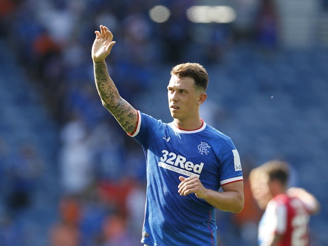Ryan Jack in action for Rangers on August 13, 2022