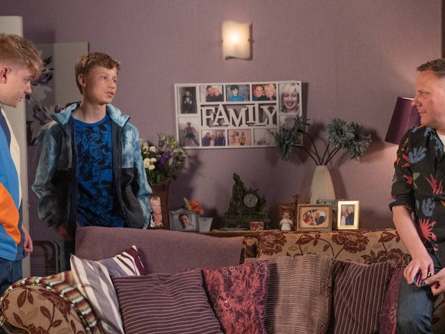Max, Dylan and Sean on Coronation Street on August 29, 2022