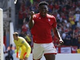 Taiwo Awoniyi celebrates scoring for Nottingham Forest on August 14, 2022
