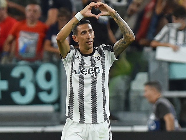 Angel Di Maria festeggia il gol della Juventus il 15 agosto 2022
