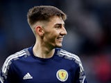Scotland's Billy Gilmour pictured during the warm up before the match June 8, 2022