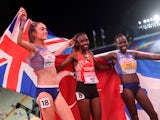 Eilish McColgan, Yasemin Can and Lonah Chemtai Salpeter after women's 10,000m at European Championships on August 15, 2022