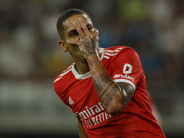 Gilberto celebrates scoring for Benfica on August 17, 2022
