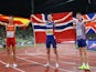 Great Britain's Jake Heyward celebrates winning a medal in the 1,500m at the European Championships on August 18, 2022.
