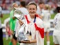 England's Ellen White celebrates with the trophy after winning Women's Euro 2022 on July 31, 2022