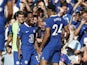 Raheem Sterling celebrates scoring for Chelsea against Leicester City on August 27, 2022.