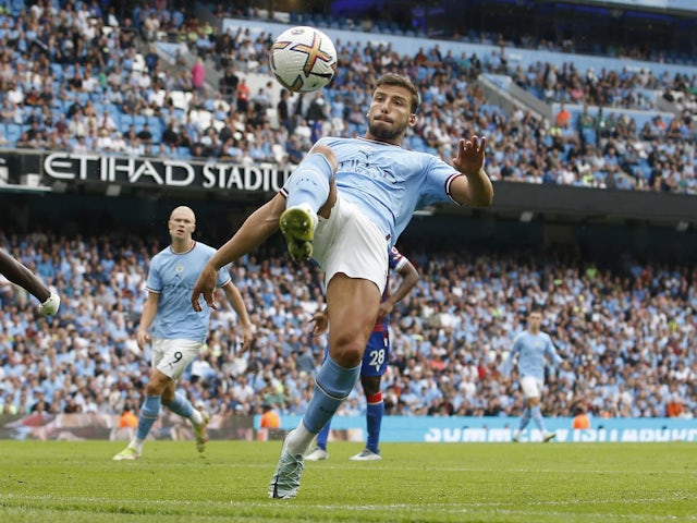 Ruben Dias in action for Manchester City on August 27, 2022