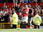 Manchester United's Antony celebrates scoring their first goal on September 4, 2022