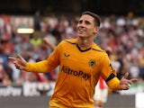 Wolverhampton Wanderers' Daniel Podence celebrates scoring their first goal on September 3, 2022