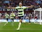 Manchester City's Erling Braut Haaland celebrates scoring their first goal on September 3, 2022