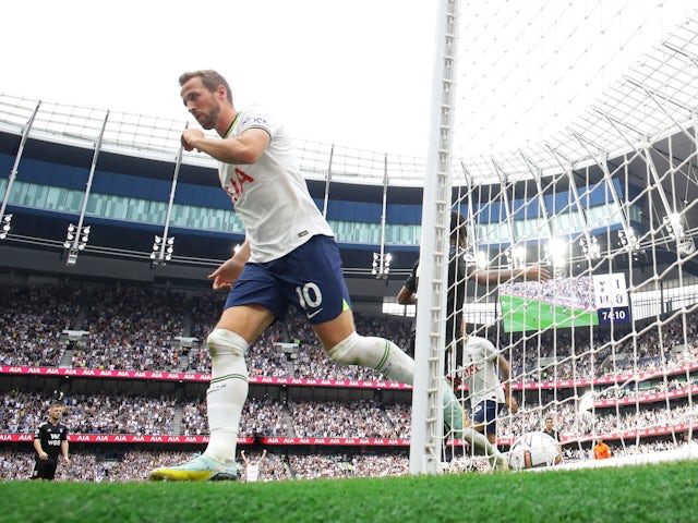 Tottenham Hotspur's Harry Kane celebrates scoring their second goal on September 3, 2022