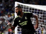 Karim Benzema celebrates scoring for Real Madrid on August 28, 2022