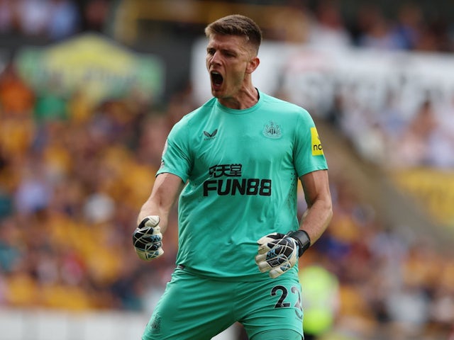 Newcastle United's Nick Pope celebrates on August 28, 2022