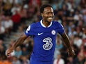 Chelsea's Raheem Sterling celebrates scoring their first goal in August 2022