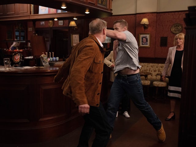 Leo punches Stephen on Coronation Street on September 21, 2022