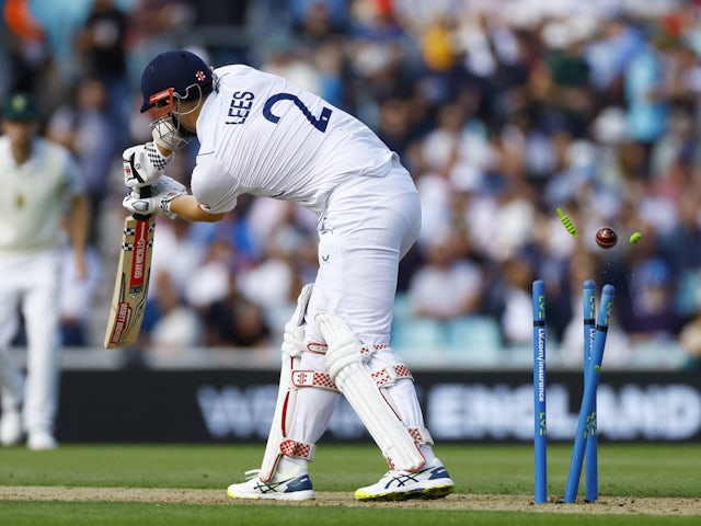 England's Alex Lees is bowled out by South Africa's Marco Jansen on September 10, 2022