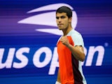Carlos Alcaraz in action at the US Open on September 8, 2022