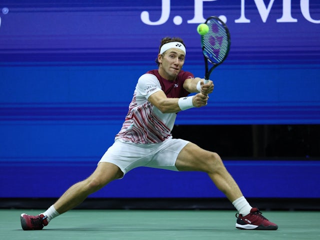Casper Ruud in action during the US Open final on September 11, 2022