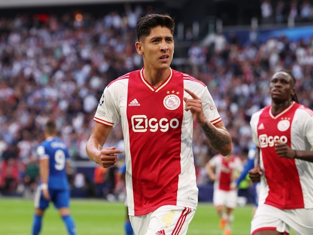 Edson Alvarez celebrates scoring for Ajax on September 7, 2022