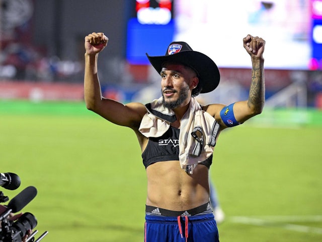 Man of the match Jesus Ferreira of FC Dallas celebrates after the game on September 10, 2022