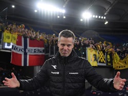 Bodo/Glimt coach Kjetil Knutsen celebrates after the match on November 4, 2021