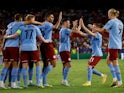 Manchester City's Phil Foden celebrates scoring their second goal with teammates on September 6, 2022