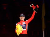 Remco Evenepoel celebrates winning the Vuelta a Espana in September 2022