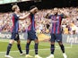 Barcelona's Memphis Depay celebrates scoring against Elche on September 17, 2022