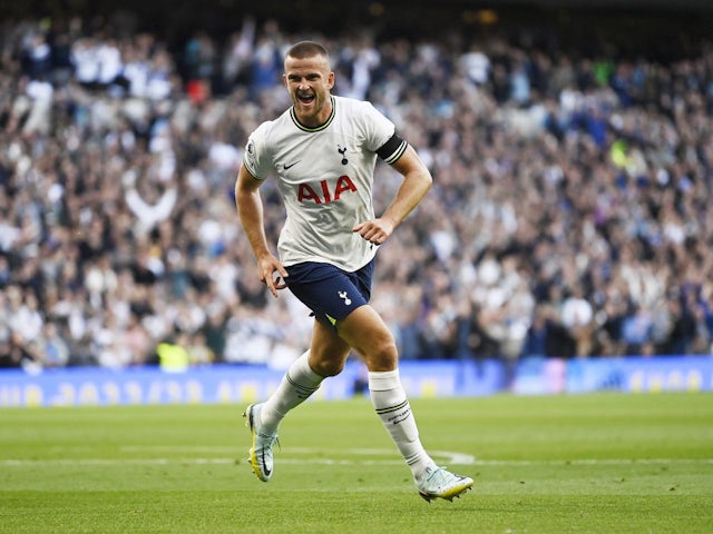 Eric Dier celebrates scoring for Tottenham Hotspur on September 17, 2022