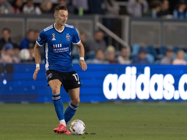 Jan Gregus in action for San Jose Earthquakes on September 17, 2022