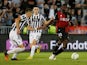 Nice's Nicolas Pepe in action with Partizan's Svetozar Markovic and Slobodan Urosevic on September 15, 2022