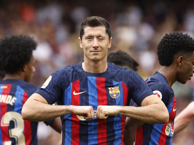 Robert Lewandowski in action with Barcelona on September 17, 2022